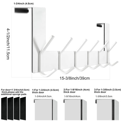 WEBI Over the Door Hooks,Over Door Towel Rack,Door Hanger,Door Coat Hanger,Over the Door Coat Rack,Door Hooks for Hanging Clothes,Back of Door,White