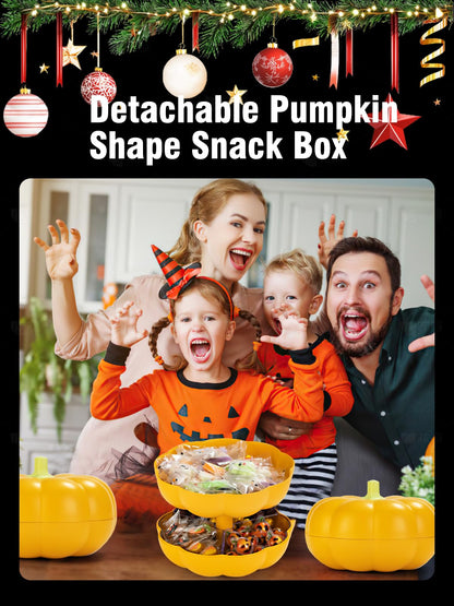 LivLab Mker Pumpkin Christmas candy bowl - Divided Serving Tray with lid for Halloween Candy, Treats & Snacks -autumn Gifts & Decor