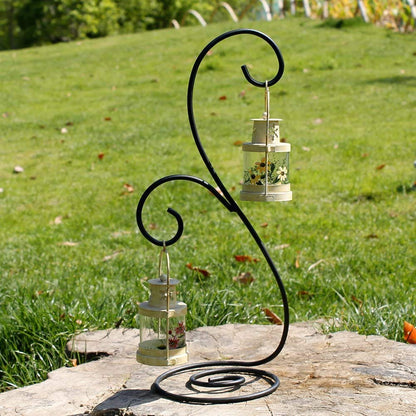 Ornament Display Stand Set of 2 - Metal Stand Flower Pot Holder Rack for Hanging Glass Globe Air Plant Terrarium, Lantern, Witch Ball - Iron Home Wedding Decoration (15.2")