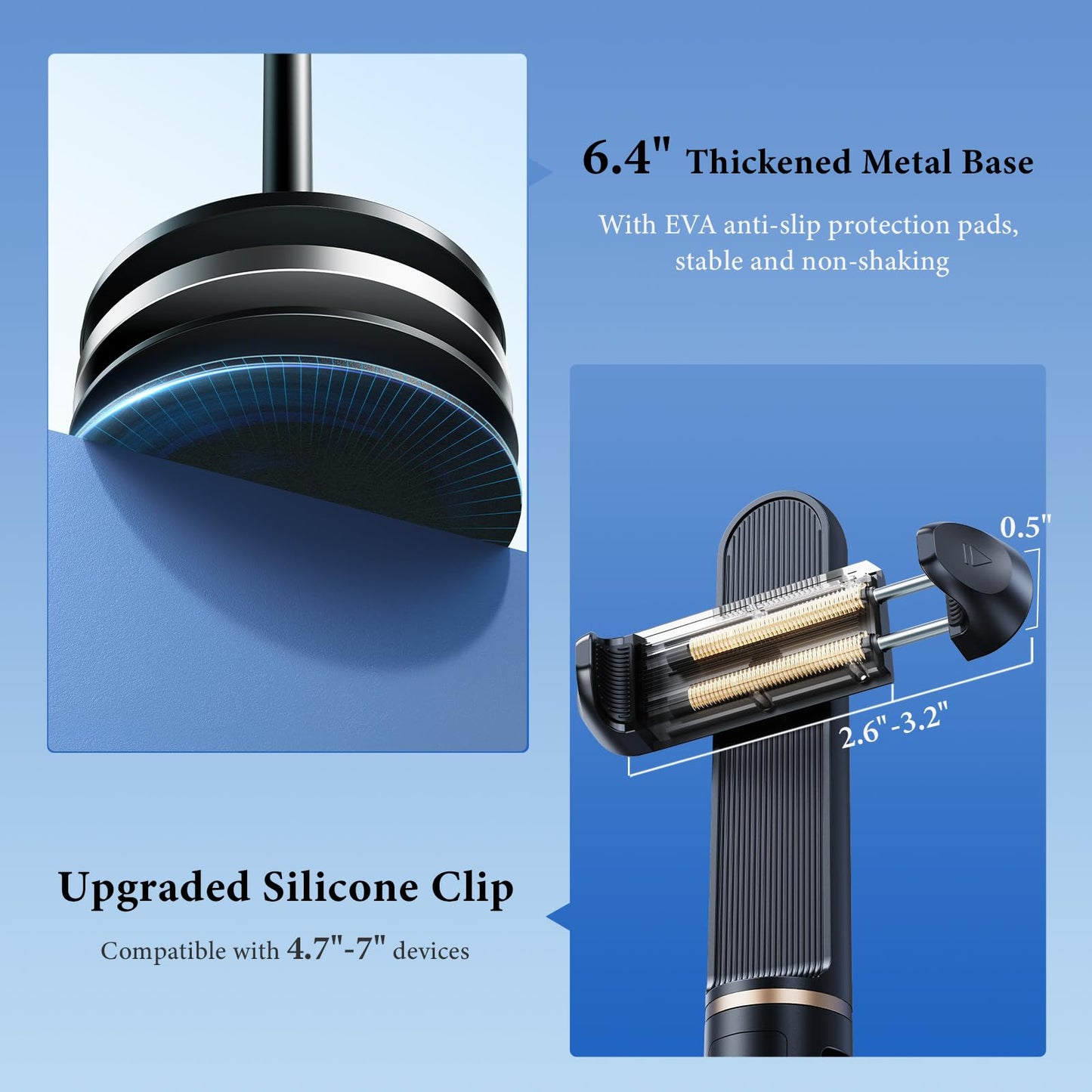 Nauttxon Angle Height Adjustable Phone Holder for Desk [10"-25"] - Retractable Cell Phone Holder for Video Recording Cooking Excising Working Reading -Aluminum iPhone 17 16 15 14 Pro Max Air Stand