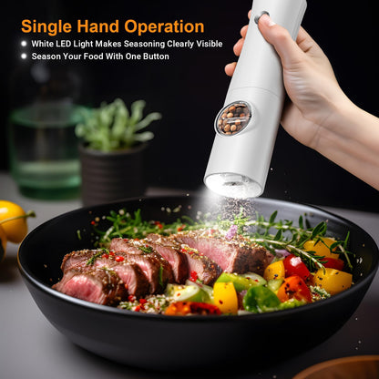 Arcselong Electric Salt And Pepper Grinder Set With Type-C Rechargeable Base, No Battery Needed, Adjustable Coarseness Electronic Spice Mill Shakers Salt And Pepper Shakers Refillable
