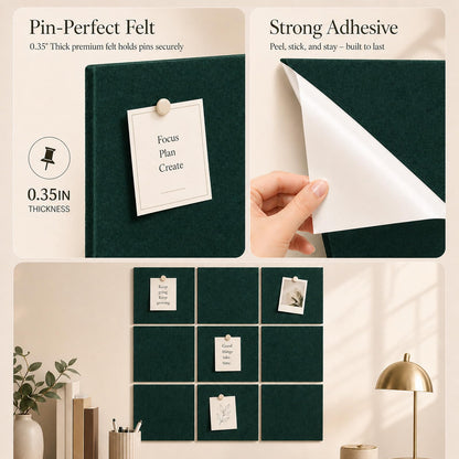 Baysola Felt Bulletin Board Panels 48 x 36 Inch Self Adhesive Wall Tiles Cork Board Alternative for Office Classroom Photos Notes 12 Pack