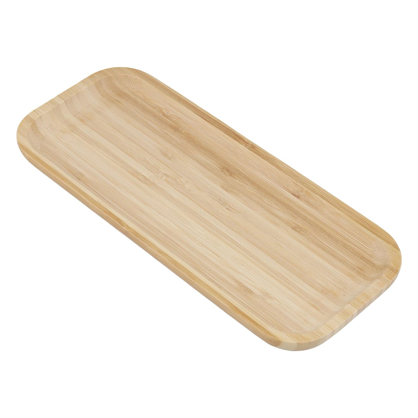 MUKCHAP 4 PCS 5 x 12 Inch Rectangle Bamboo Service Tray, Rounden Edges Rectangle Wooden Plant Saucer Tray for Succulent Plant Pots