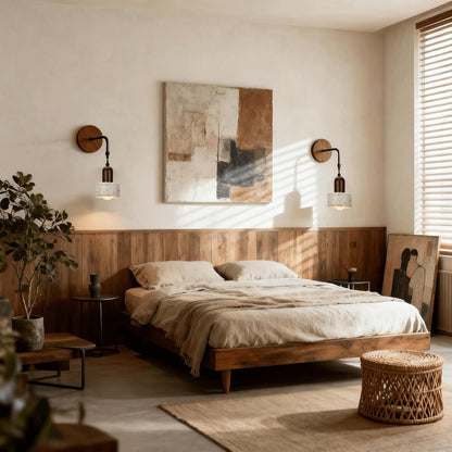 Zelipan Faux Travertine Wall Sconce, 4.7" Hardwired Wall Mounted Light, Adjustable Height Mid Century Modern Marble Lamp for Bedroom, Bedside, Reading (E26 Bulb Not Included)