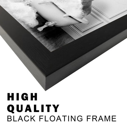 Framed Bathroom Decor Wall Art Elephant in Bathtub Pictures Wall Decor Funny Black and White Animal Canvas Print Artworks for Bathroom
