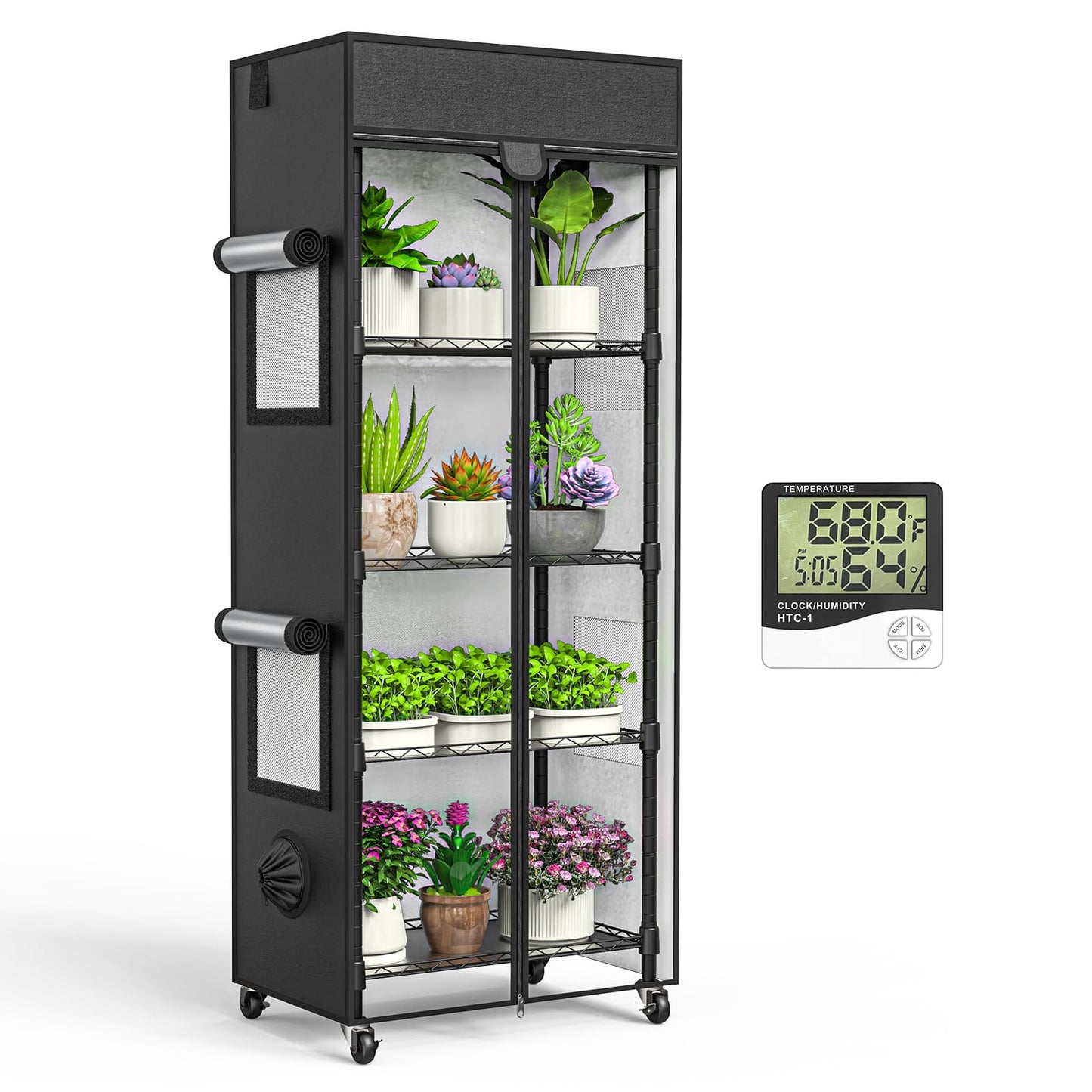 sagrynfp Small Greenhouse for Indoors, 5 Tier 23.1" L×13.2" W×61.2" H mini Greenhouse Outdoor, Indoor Adjustable Shelves