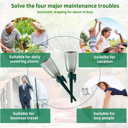 2 Pcs Self Watering Planter Insert,Plant Watering Spikes Irrigation Drippers for Plants,Self Watering Stakes, Automatic Vacation Plant Waterer 17oz Plant Watering Device for Indoor Outdoor Plants