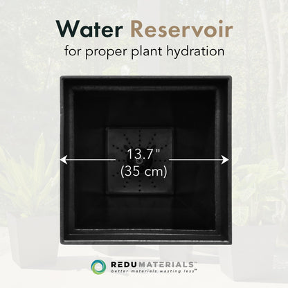 Tierra Verde Indoor & Outdoor Self-Watering Square Planter, Symphony, 15" x 28", Black - Planting Containers for Plants and Flowers - Gardening and Landscaping Accessories