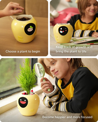 New 2026 Ai Smart Planter – Extra Large Interactive Plant Pot, Pet Plantagotchi, robot, Leafypod and Plantiboy, Robot Flower Pot with Feelings, Indoor Flowerpot with Water, Digital Gifts (White)