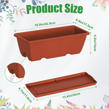 ETELI Railing Planter Box 6 Pack Balcony Planters Railing Hanging with Metal Brackets Window Boxes Deck Rail Planter for Outdoor Indoor Porch Garden Patio, Red & Black