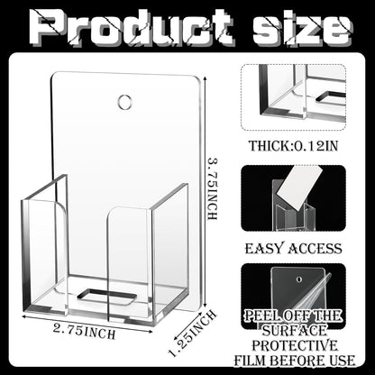 Chunful 3 Pcs Wall Mount Business Card Holder 3.75 x 2.75 x 1.25 Inch Vertical Clear Acrylic Card Display Rack Single Pocket Organizer Pre Drilled Plastic Display Stand for Home Office (Simple Style)
