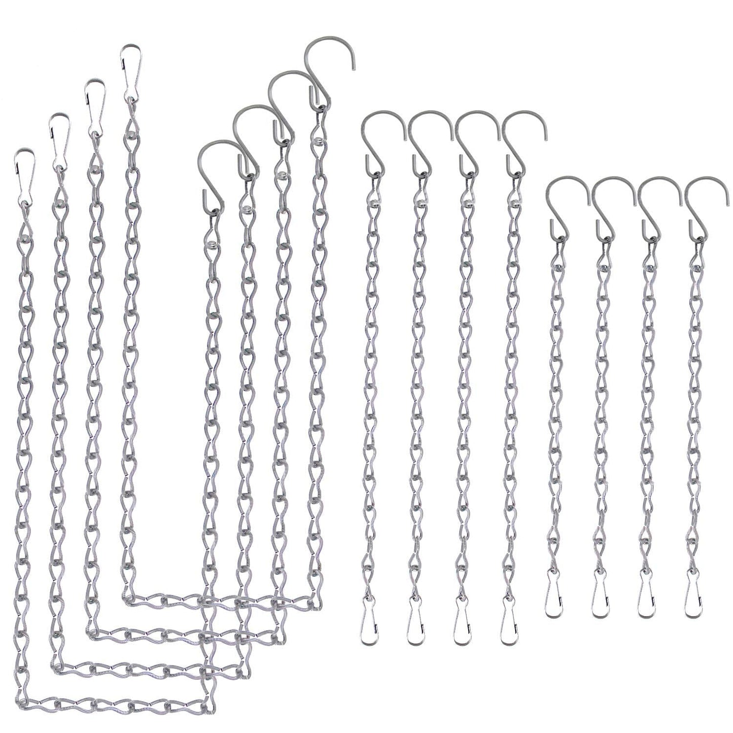 Blue Donuts Hanging Chain for Bird Feeder, Hanging Planter, Multipurpose Chain Extension, Chrome, Pack of 12 – Four 12 Inch, Four 24 Inch, Four 36 Inch – Total of 288 Inches, Metal