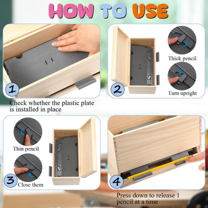 Watersay 108 Pcs Pencil Dispenser Kit for Classroom Wooden Sharp and Dull Pencil Holder 50 Pencils 50 Sharpener 6 Sticker Classroom Teacher Must Have Straw Dispenser for Back to School(Wood Color)