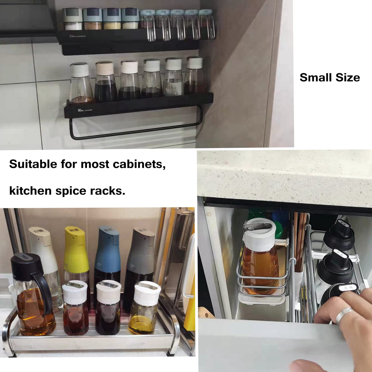 TIAN CHEN Soy Sauce Dispenser Set, Auto Flip Cap Vinegar Bottles, 3 in 1 Leakproof Glass Cooking Oil Container with Base Small(8.5OZ, Apricot)