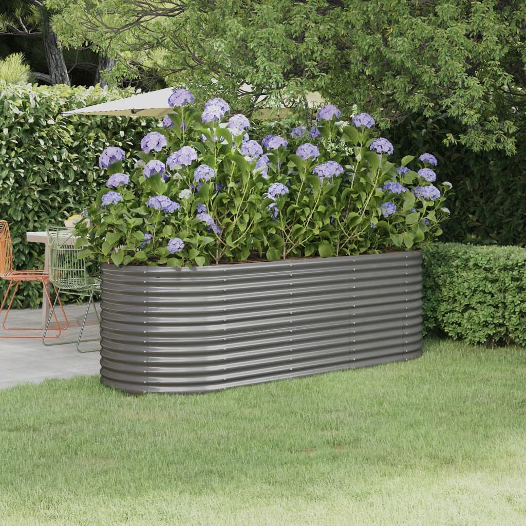 SKM Garden Raised Bed Grey Powder-Coated Steel Large Durable,Grey (Weight 30.73KG)