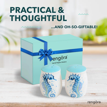 Novelty Salt and Pepper Shakers - Ceramic Coastal Salt and Pepper Shakers Set with Seahorse Design, Ideal for Salt and Pepper Shakers Ocean Lovers, Cute Salt and Pepper Shaker Ceramic by rengöra