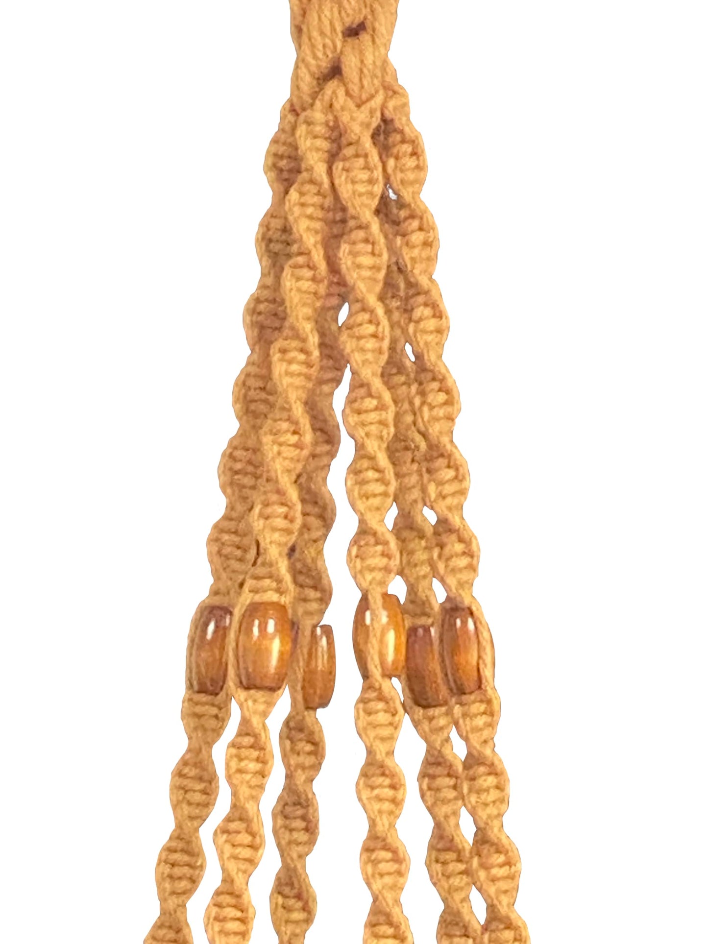 6 Legs Macrame Natural Brown Cotton Plant Hanger & Holder and Metal Ring, 51-inches Length (Without The White Pot and Plant) (Brown)