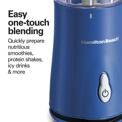 Hamilton Beach Portable Blender for Shakes and Smoothies, 14 Oz BPA Free Travel Cup & Lid, Durable Stainless Steel Blades, Personal Smoothie Blender, Raspberry, 51131G