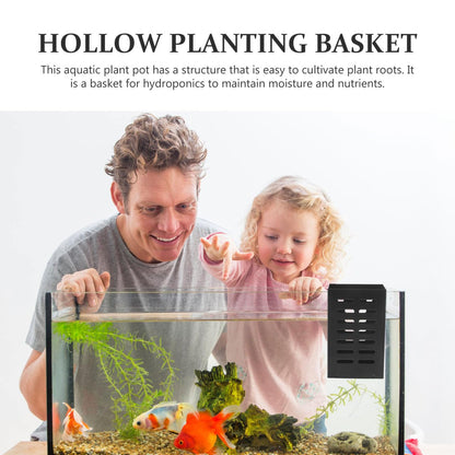 Alasum Aquarium Plant Basket Hanging Pot with Multiple Drainage Holes for Hydroponic Aquatic Plant Cultivation 4.92X3.14X1.77 Inch Fish Tank Planter