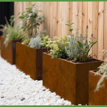 Decoroca Corten Steel Planter Box Outdoor, 14 Gauge Heavy Duty Metal Prevents Warping, for Patio Garden Divider and Privacy Screen, Arrives Un-Rusted, 24" H x 12" W x 30" L