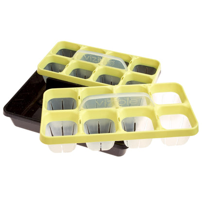 Vizible 16-Cell Seed Starting Tray Caddy | Reuseable Clear Cell Design | Perfect for Vegetables Including Tomatoes and Peppers, Flowers and Herbs (Cosmos Yellow)