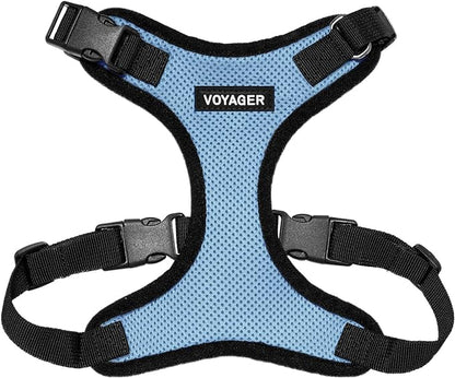Voyager Step-in Pet Harness - All Weather Mesh, Adjustable Step in Harness for Cats and Dogs by Best Pet Supplies - Baby Blue/Black Trim, XL
