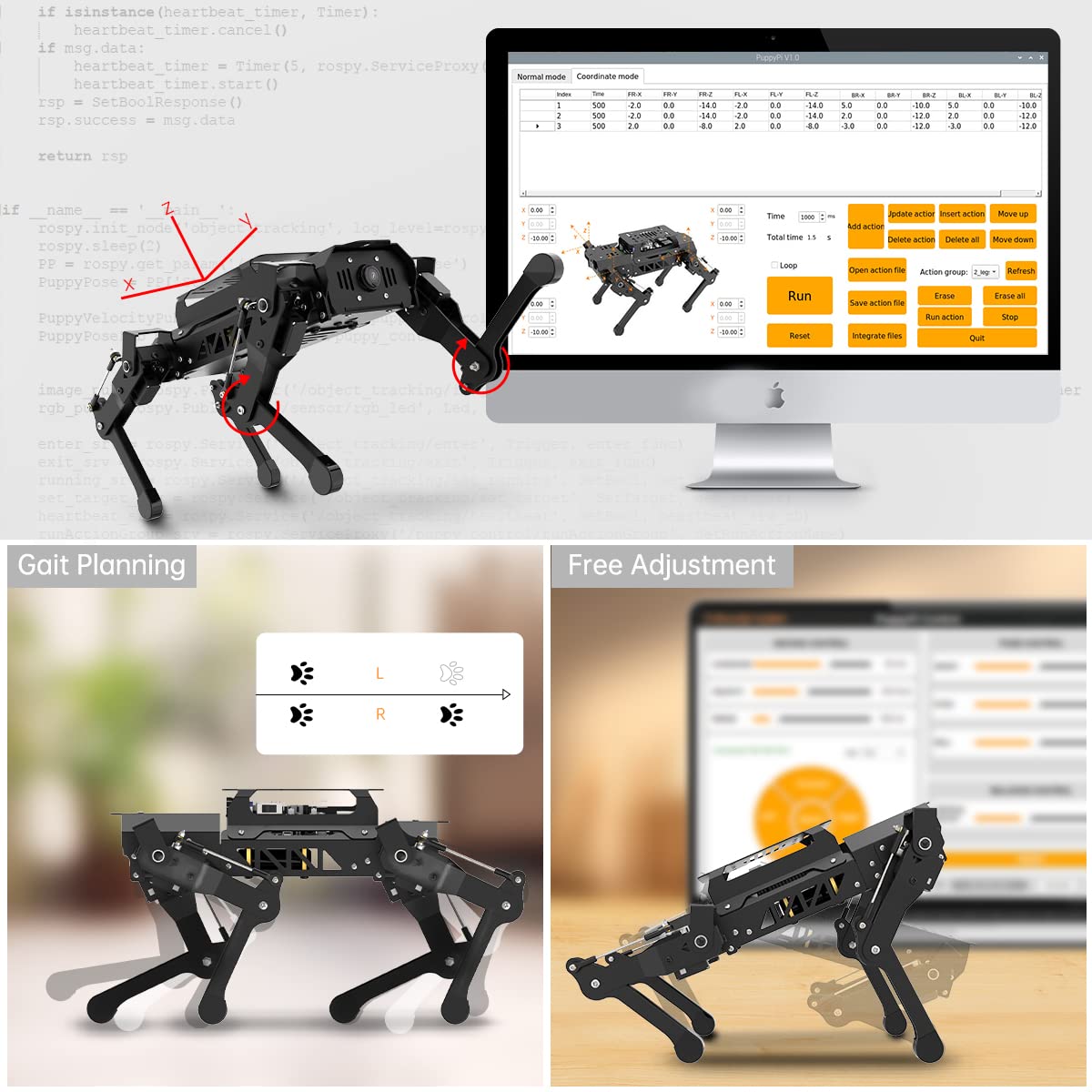 PuppyPi Robot Dog with ChatGPT Large AI Models AI Embodied Intelligence ROS Robotic Dog Vision Scene Voice Understanding SLAM Mapping Navigation Bionic Quadruped Robot, Pro Kit & RaspberryPi5 4GB