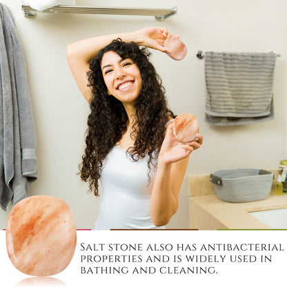 Swiffen 14 Pcs Flat Oval Massage Stone 3.5 x 1 x 2.6 Crystal Hand Carved Stone for Massages Therapy Himalayan Salt Massages Rocks Natural Pink Heated Warmer Stones for Spa Massage Salt and Sugar