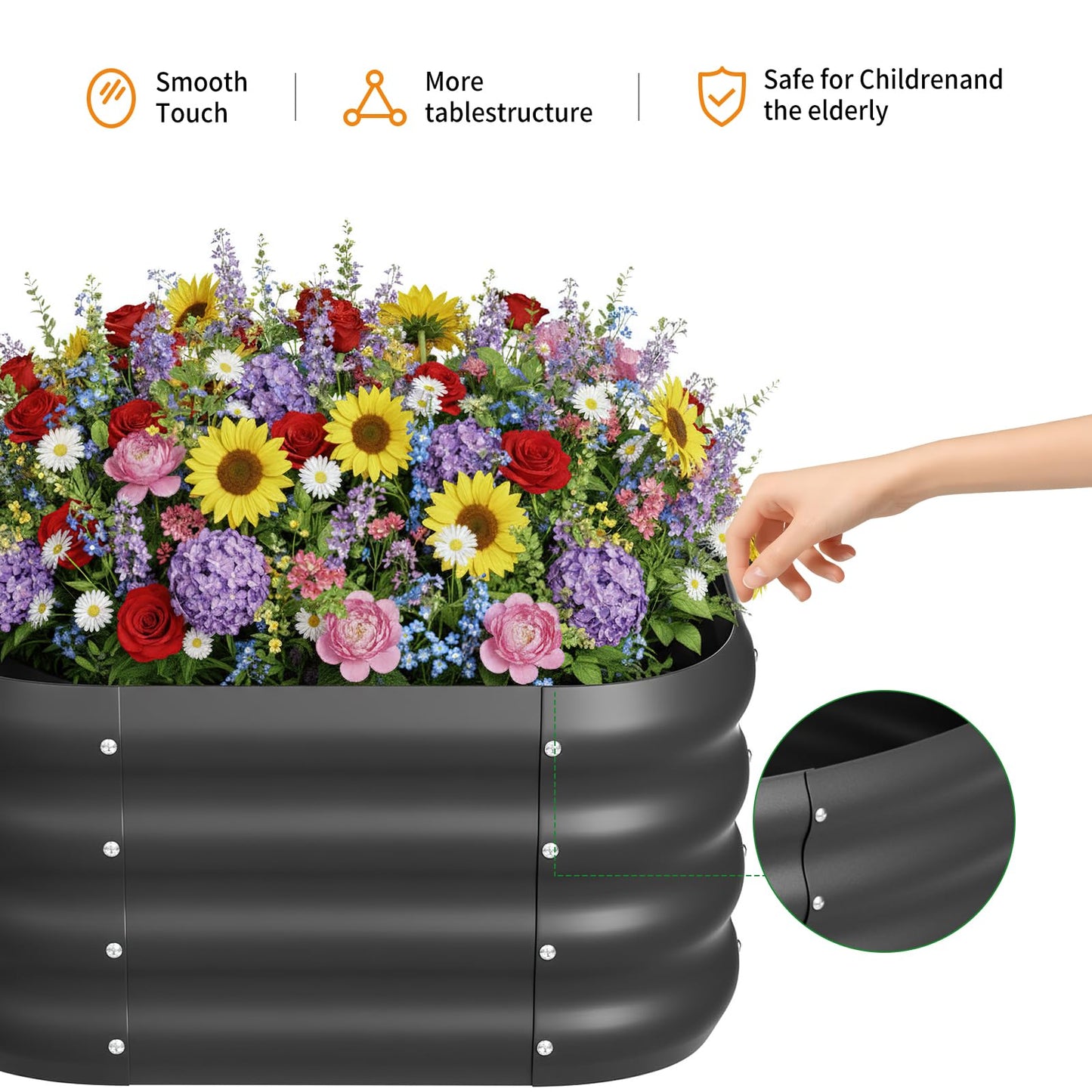 2-Pack 2x1ft Galvanized Raised Garden Bed, Outdoor Planter Bed, Metal Planter Box for Gardening and Planting,Square,Black