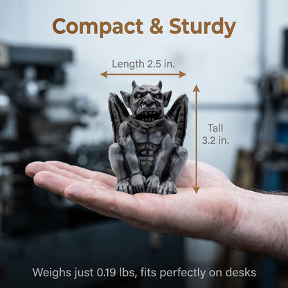 Gothic Gargoyle Incense Burner, Resin Demon Statue, Medieval Monster Figurine, Grey, 3.2 in. Tall, for 1x1 in. Cones, Halloween Decor