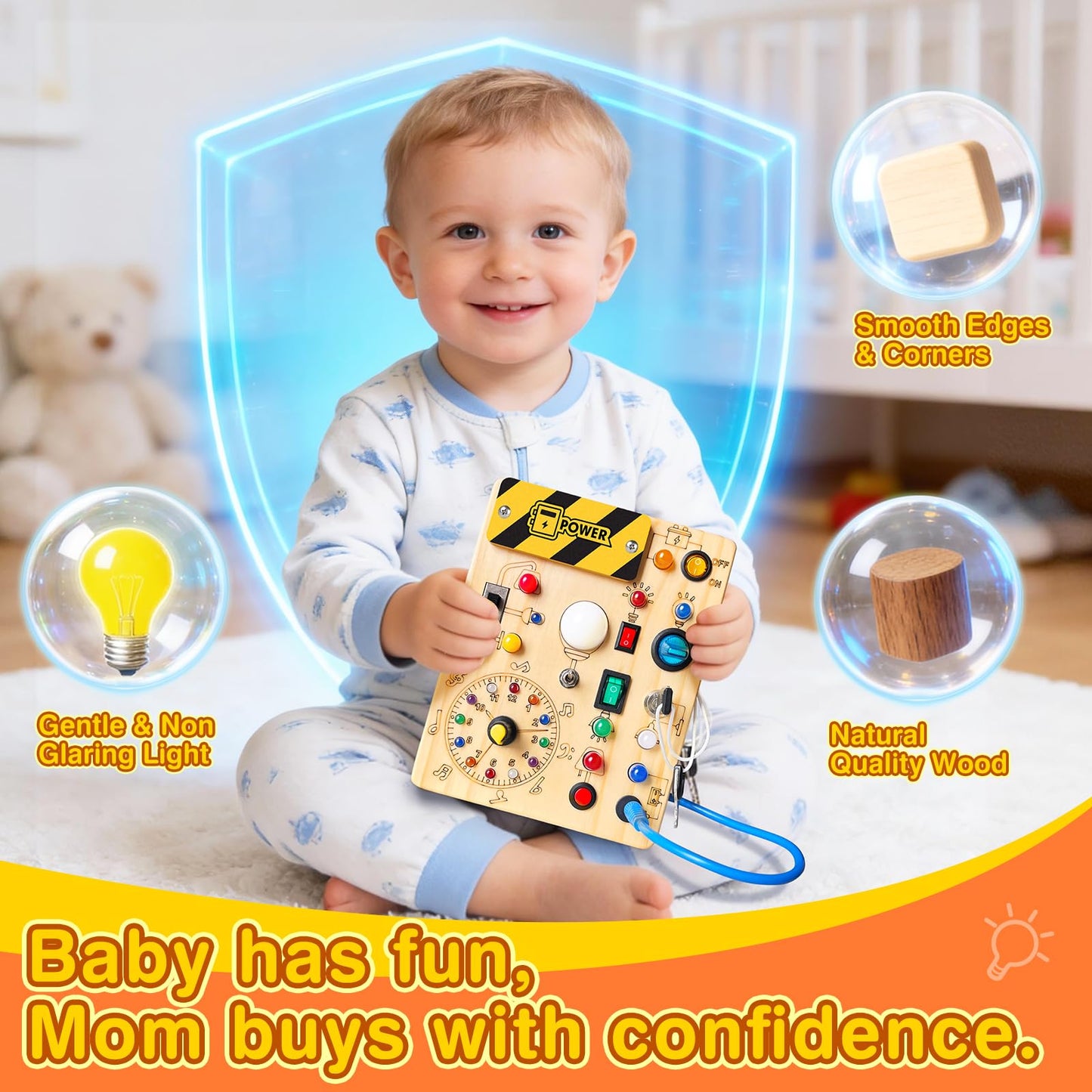 Grarain Busy Board for Toddlers - Montessori Educational Toy for 1-3 Year Old Boys & Girls | Travel-Friendly Sensory Learning Activity | Ideal for Kids with Autism(Clocks Busy Board)