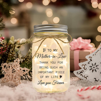 Luckyyds Mother in Law Gift, Mason Jar Night Lights - Best Mothers Day Birthday Christmas Gift for Mother in Law, Mother of The Groom Gifts