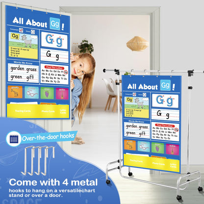 Torlam Alphabet Learning Pocket Chart Alphabet Wall Chart ABC Flash Cards Learning Games, Handwriting Practice Letter Tracing for Kids Homeschool Preschool Kindergarten Learning Activities Must Haves