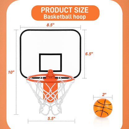 Mini Basketball Hoop Trash Can Set，Indoor Wall-Mounted Basketball Hoop Set with Quite Foam Ball,8.5" Clip-On Backboard for Office Bedroom Classroom-Basketball Gifts for All Ages