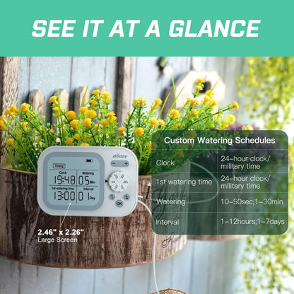 Automatic Drip Irrigation System for Indoor Plants, 2026 Automatic Plant Waterer for 15 Potted Plants Watering with Anti-Siphon and Humidity Mode, Timer, Rechargeable Vacation Self-Watering Pump
