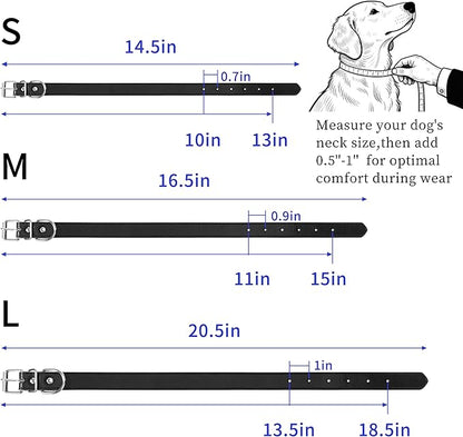 Purple Soft Leather Dog Collar for Small,Medium, Large Dog, Comfortable and Adjustable (Wide: 0.95'' for Dog's Neck: 13''~18'', Purple, L)