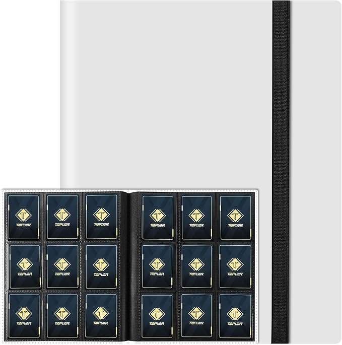 Trading Card Binder, Card Binder Album Folder Book Fit for MTG Baseball Football Sports Cards, Easy to Use Card Collection Binder (White, 360 Pockets)