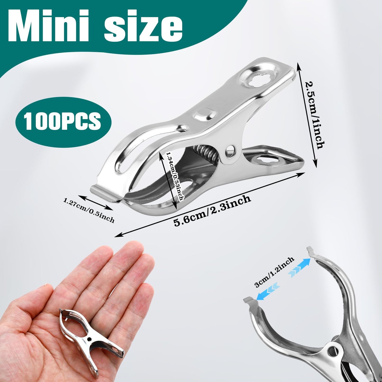 Enjamyo 100 Pack Garden Clips, Stainless Steel Greenhouse Clips for Netting, 2.2 inch Greenhouse Clamps, Heavy Duty Row Cover Clip with a Strong Grip for Plant Cover or Shade Cloth on Garden Hoops