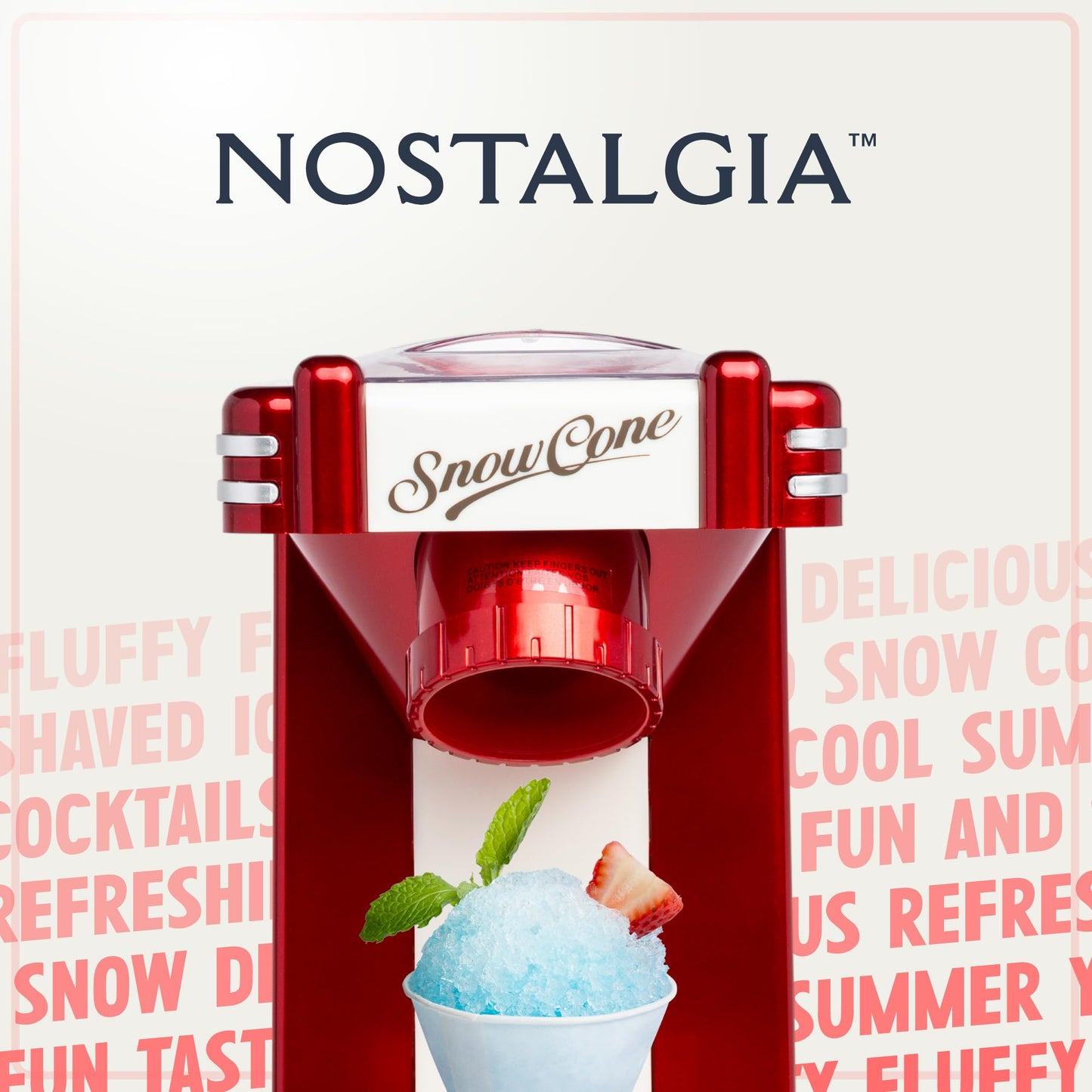 Nostalgia Snow Cone Shaved Ice Machine - Retro Table-Top Slushie Machine Makes 20 Icy Treats - Includes 2 Reusable Plastic Cups & Ice Scoop - Retro Red