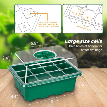 The Bundle of Bonviee 5 Packs Seed Starter Tray and Bonviee 36 Packs Variety Sizes Clear Nursery Pots with Drainage Holes
