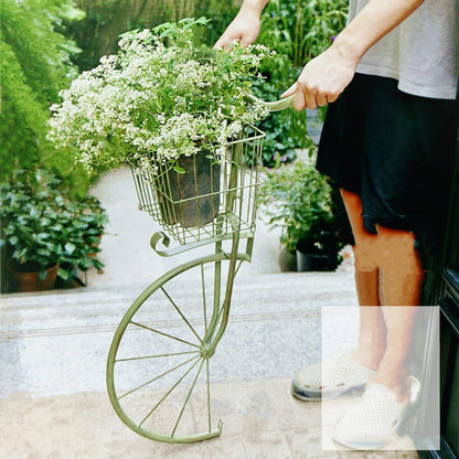 Asiwnshw Set of 2 Bicycle Plant Stand, Flower Pot Cart Holder Patio Stand Holder Outdoor Displaying Plants Flowers Metal Bike Plant Stand Hanging Planter Flower Holder Indoor Outdoor Decor
