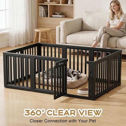 Dog Playpen, Clear Dog Pen, Dog Pen Indoor, Easy to Install and Remove Dog Play Pen, Puppy Playpen Suitable for Dogs, Cats,Dog Playpen Indoor(Black, 23.6 inch Height, 10 Panels)