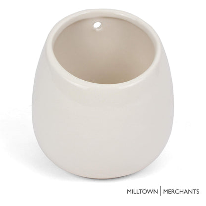 Milltown Merchants Succulent Wall Planters - Wall Vases - Black Ceramic Wall Mounted Planters - Succulent Plant Pots - Hanging Vases for Living Wall (2 Pack/Modern/White)