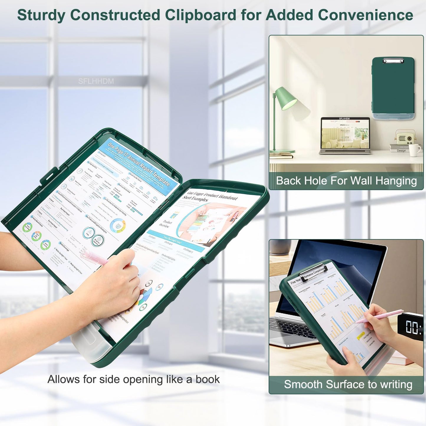 SFLHHDM Clip Boards 8.5x11 with Storage, Heavy Duty Storage Clipboard, Nursing Clipboards Folder with Pen Holder, Clipboards with Low Profile Clip, Nurse Clipboard Binder Case for Classroom