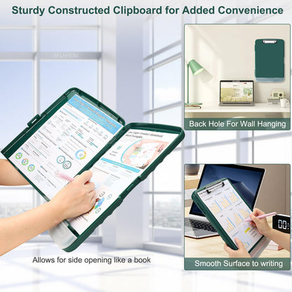SFLHHDM Clip Boards 8.5x11 with Storage, Heavy Duty Storage Clipboard, Nursing Clipboards Folder with Pen Holder, Clipboards with Low Profile Clip, Nurse Clipboard Binder Case for Classroom