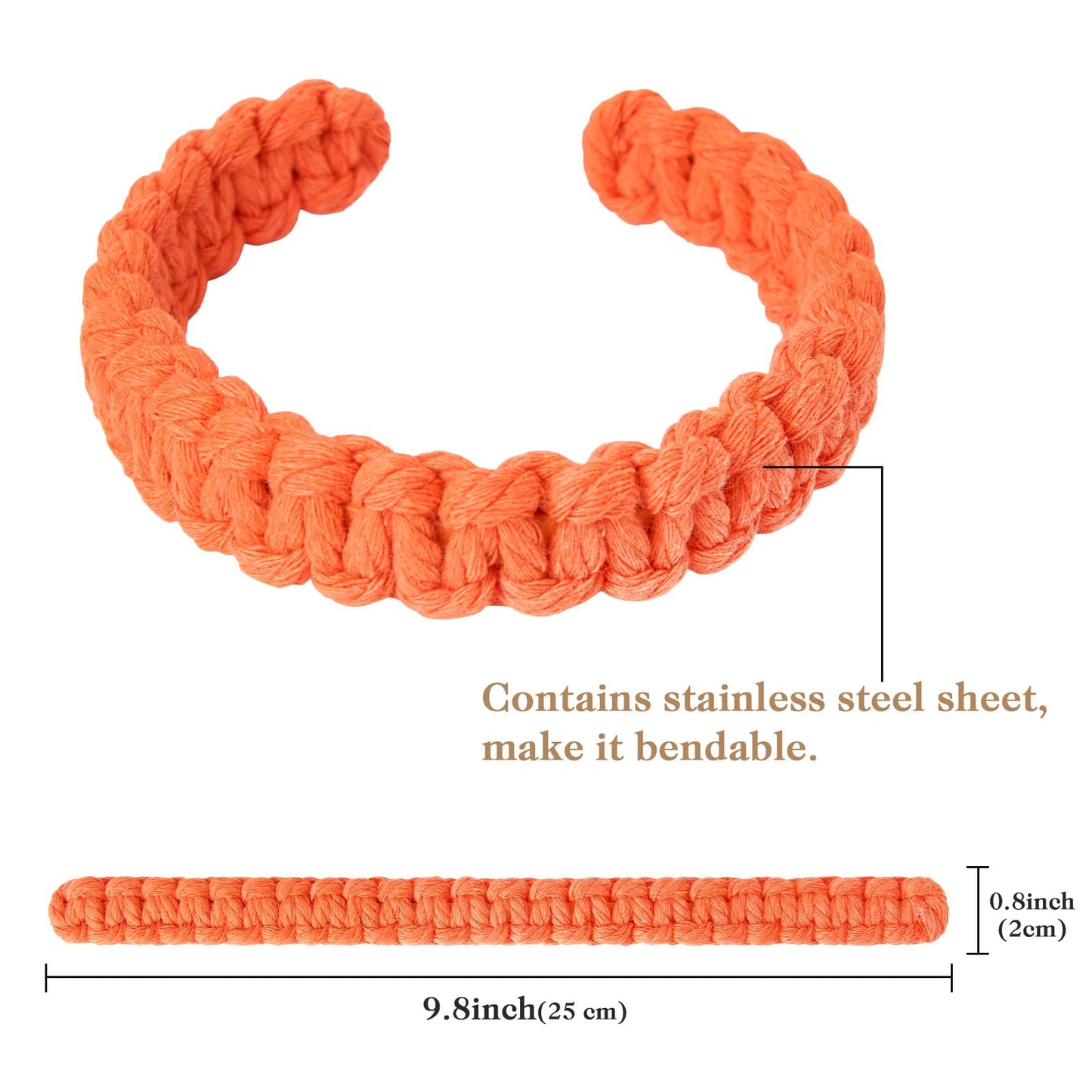 NICEEC 4 Pack Natural Cotton Rope Curtain Tiebacks Farmhouse Rustic Style Decorative Drape Tie Backs Handmade Braided Curtain Holdbacks for Home & Office Sheer/Light Weight Drapery (C-Orange-S)