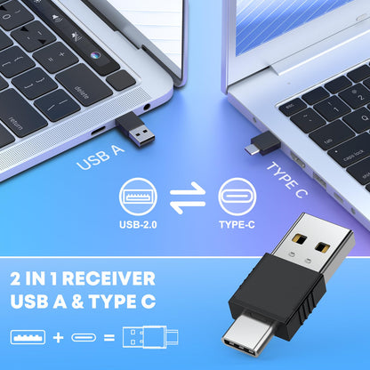 2 in 1 Type C USB Presentation Clicker with Carry Bag, Wireless Presenter Remote PowerPoint Clicker for Computer Presentations, Slide Advancer for Mac Laptop