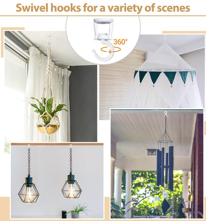 Mkono Macrame Plant Hangers Indoor Different Size and Ceiling Hooks Hanging Planter