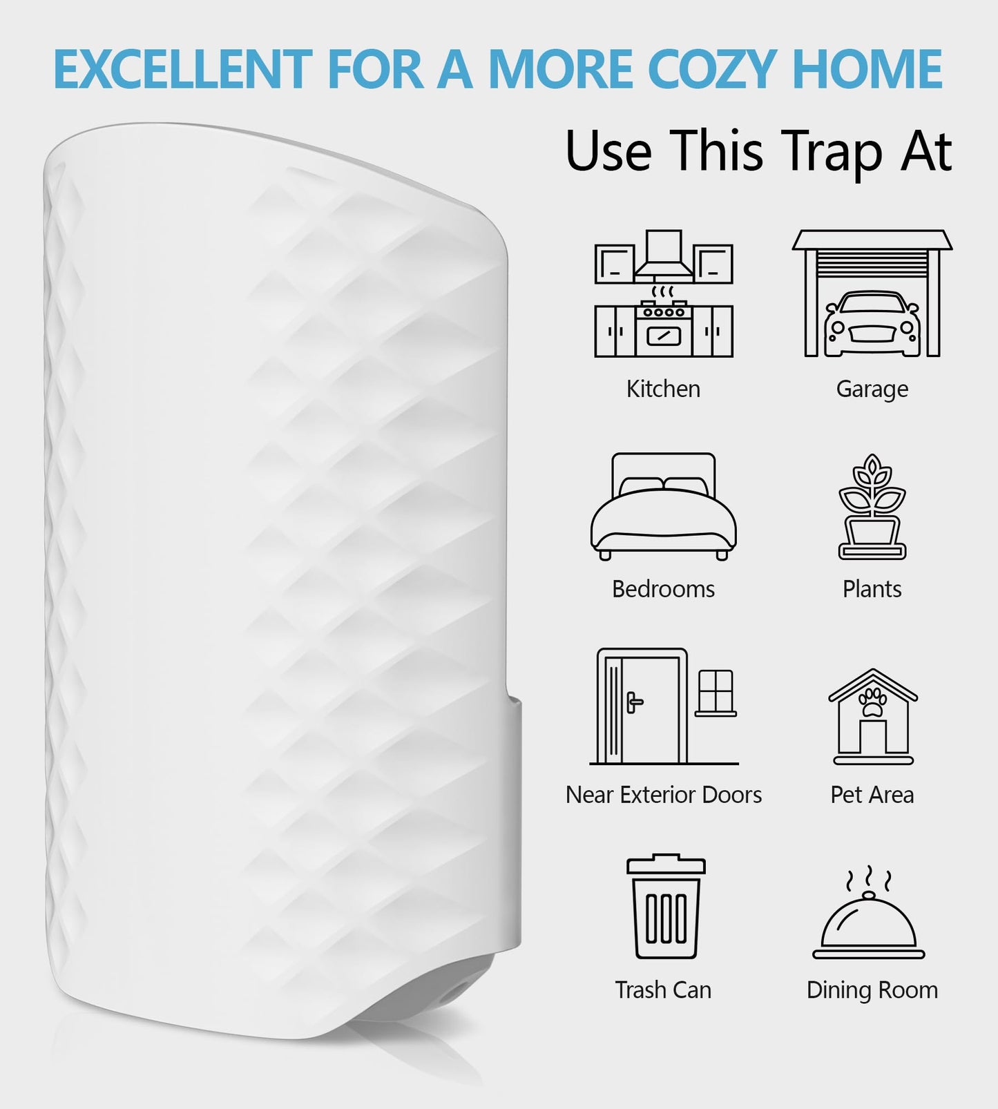 WowCatch Flying Insect Trap for Indoors, Bug Killer Light Trap for Fruit Flies, Gnats, Moths, and Houseflies, 1 Device + 4 Refills, Best Fly Traps for Home, Kitchen, Bedroom, Plant Area, Garages