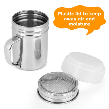 Accmor 7oz Powdered Sugar Shaker Duster Set, Flour Sifter Cinnamon Shaker Stainless Steel Fine Mesh Dredges Shakers for Cinnamon Flour Salt Pepper Baking